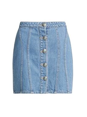 L'AGENCE Light Blue Denim Button-Front A-Line Mini Skirt size 4